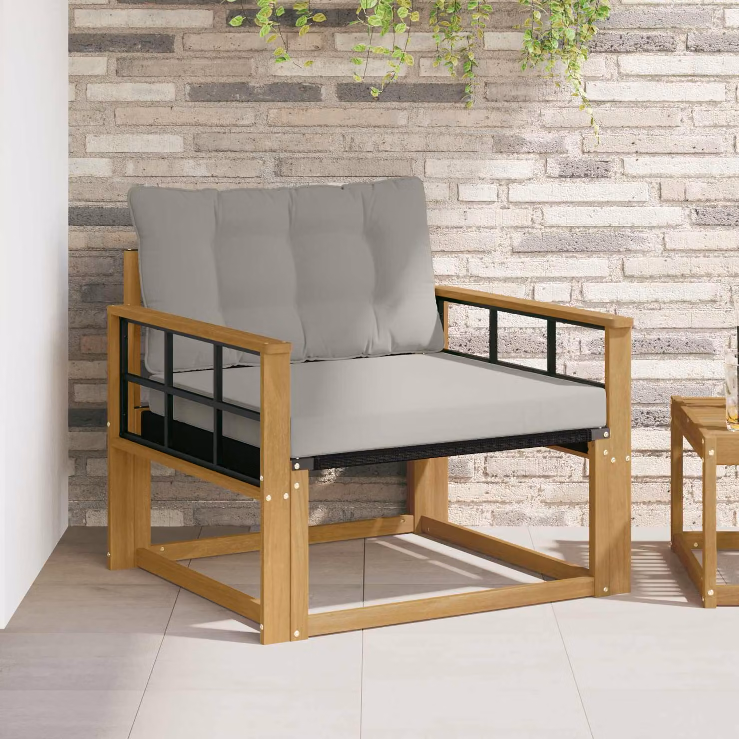 Set di divani da esterno vidaXL in legno di acacia massello e textilene con cuscini inclusi, grigio o bianco