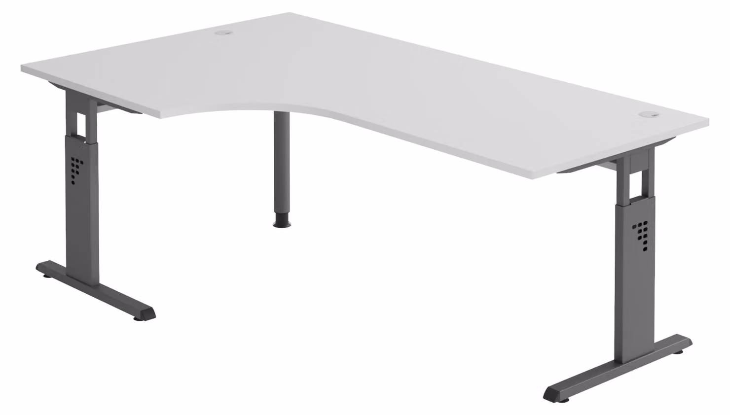 bümö Scrivania Serie-O - Struttura: grafite, decorazione: grigio, dimensioni: scrivania angolare 200 x 120 cm