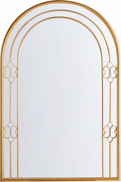 Specchio da parete Beliani con cornice in metallo dorato in stile glamour vintage