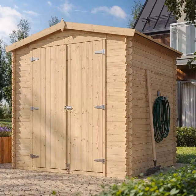 Casetta da Giardino in Legno TIMBELA M343C1 Grigia con Tetto a Capanna 3,53 m²