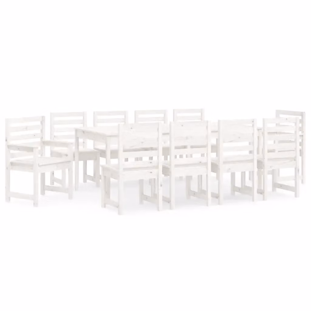 Set da pranzo per giardino vidaXL in legno di pino bianco 11 pezzi – 2
