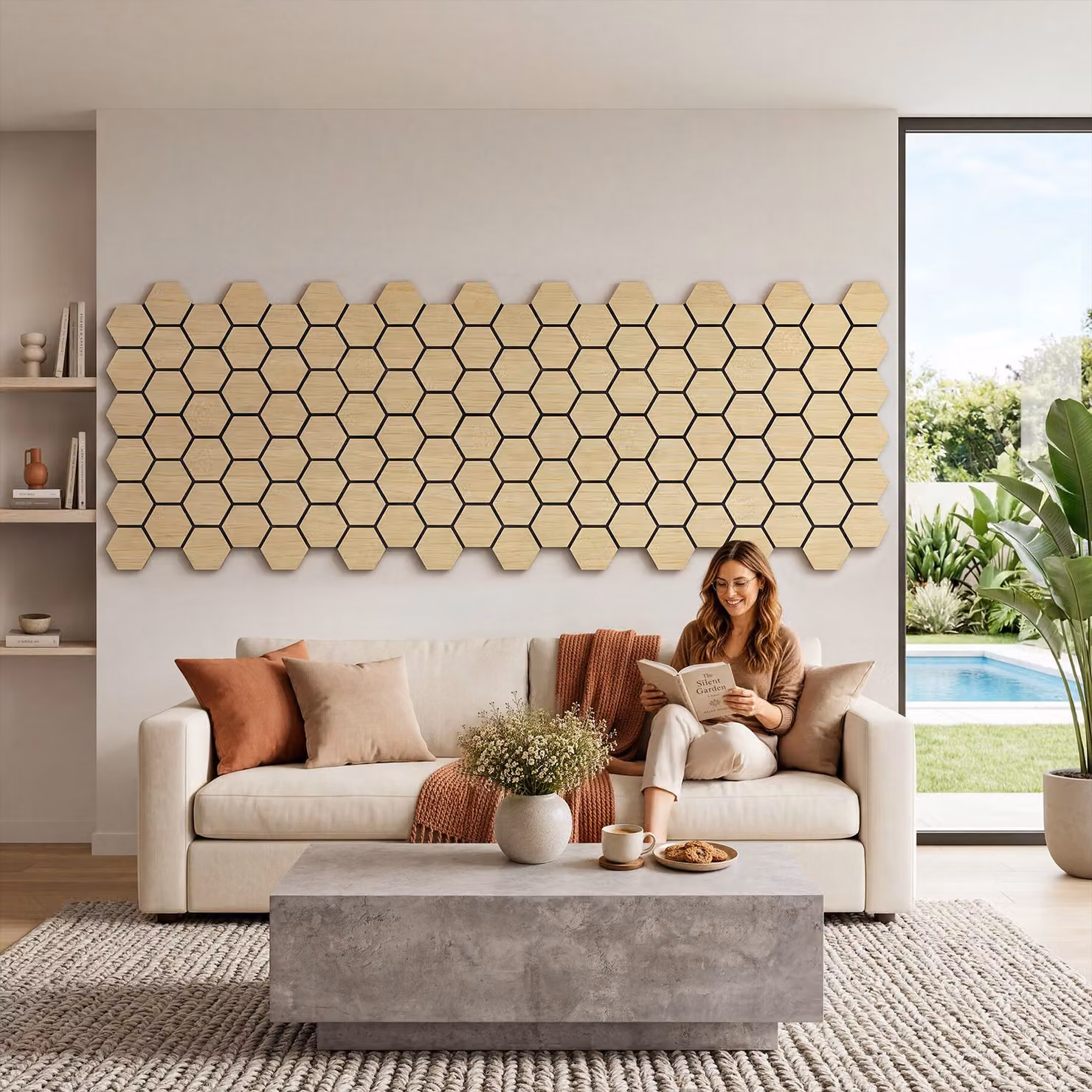 Pannelli acustici Sonic Shield tectake effetto legno in MDF nei colori beige e marrone – 3