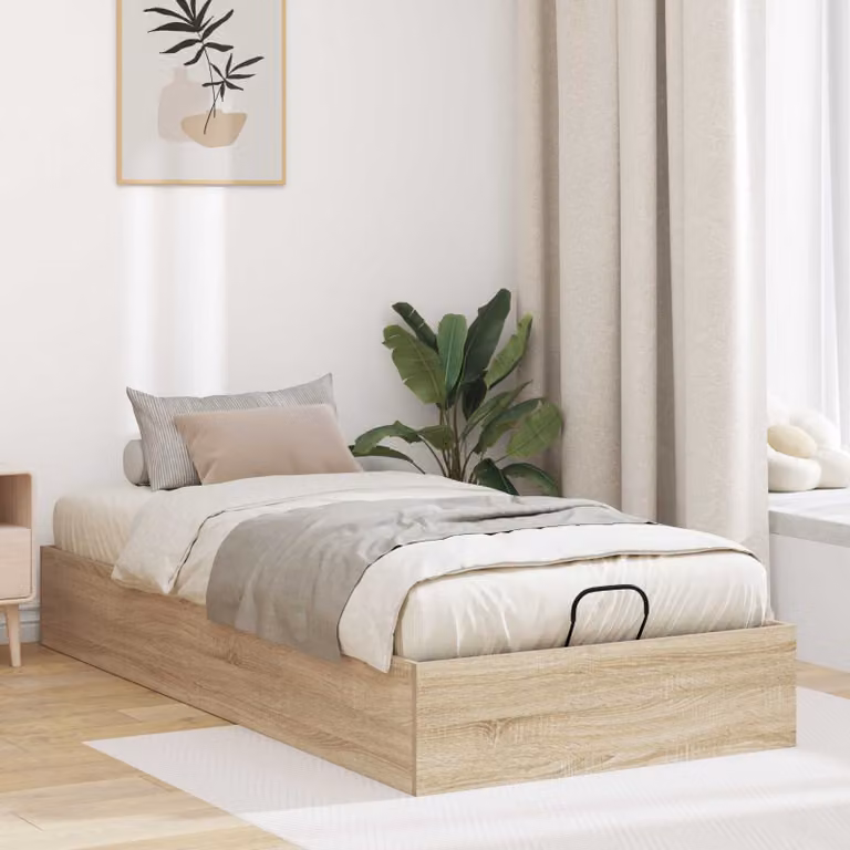 Letto ottomano vidaXL in legno ingegnerizzato Rovere Sonoma, colore marrone, L: 193 cm, P: 75,5 cm, H: 25 cm
