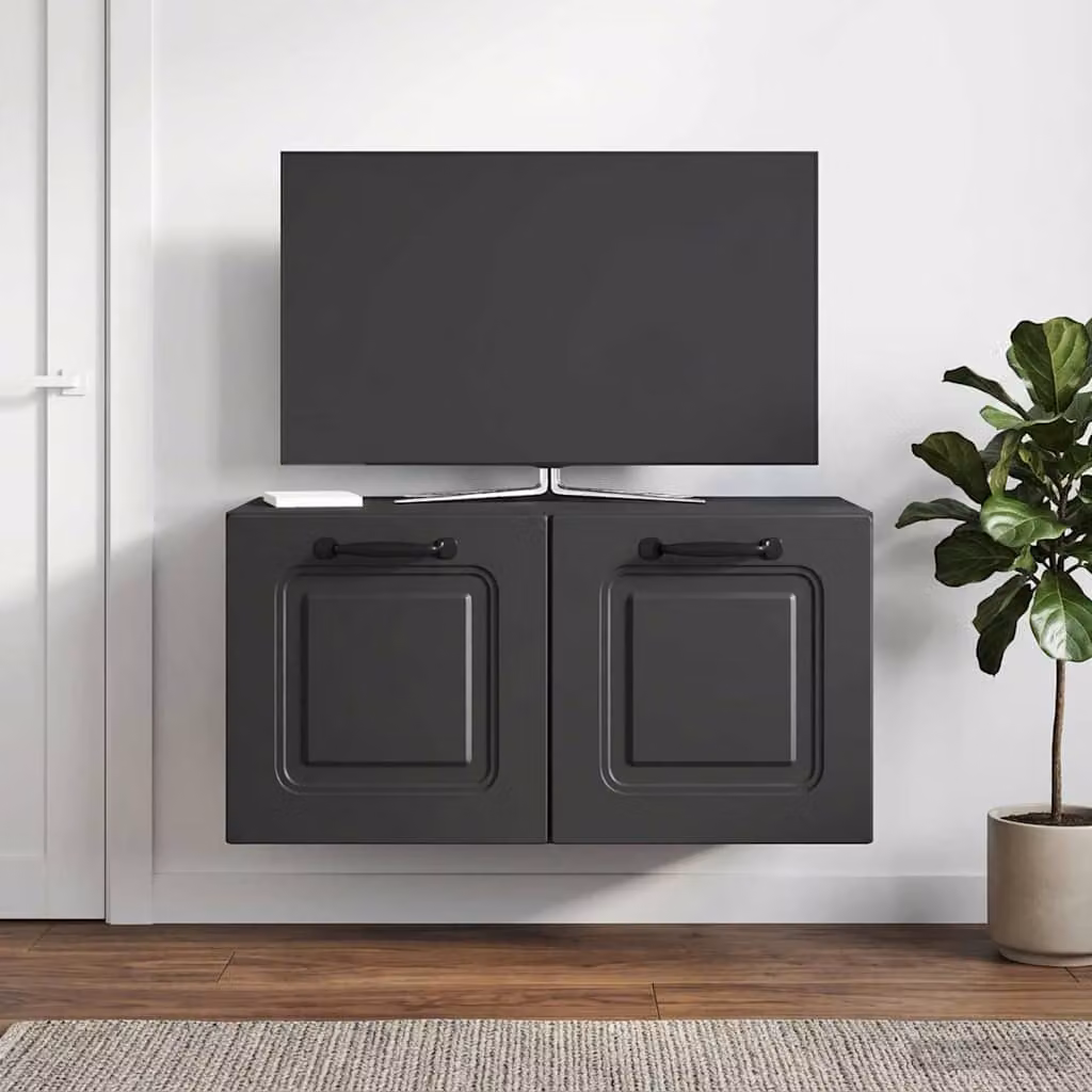 vidaXL Mobile Porta TV da Muro Moderno Nero in MDF L: 59,5 cm, P: 31 cm, H: 30 cm