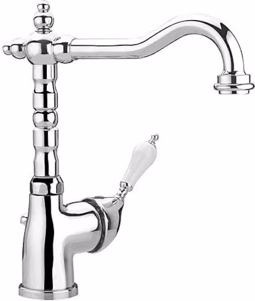 Rubinetto da lavabo con bocca alta cromo retrò