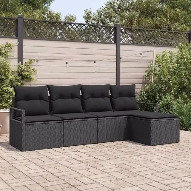 Set di divani 5 pz Nero polyrattan 3355012
