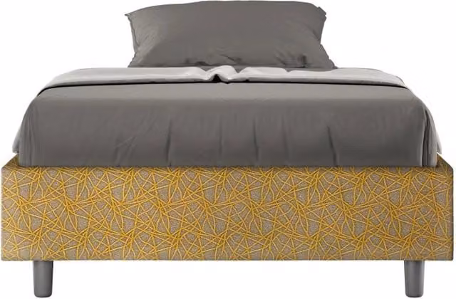 Letto Sommier 1 Piazza e Mezzo Azelia Era 06 Giallo con Rete e Contenitore con Base Lift Up L: 120 cm, P: 210 cm