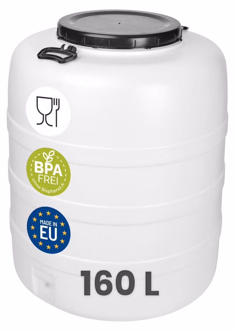 Elzusha - Contenitore in plastica HDPE da 160 litri - Ideale per lo stoccaggio di acqua e alimenti, con coperchio