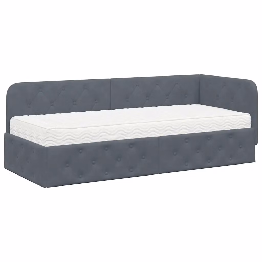 vidaXL Chaise Longue ad Angolo Moderna in Velluto Grigio L: 140 cm, P: 72 cm, H: 84 cm – 2