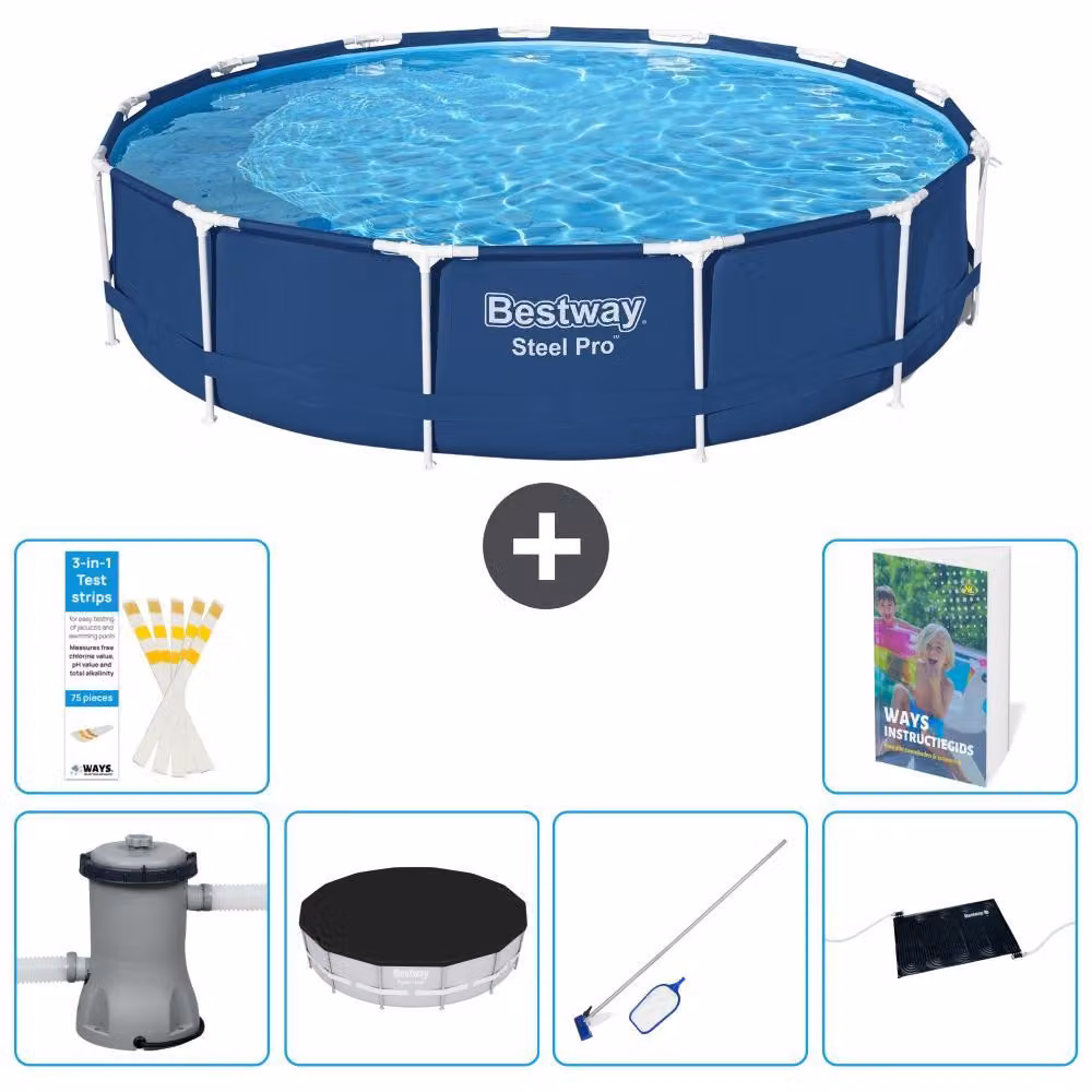 Piscina gonfiabile Bestway Steel Pro, rotonda, dimensioni 396x84 cm, composta da 5 parti, modello S241