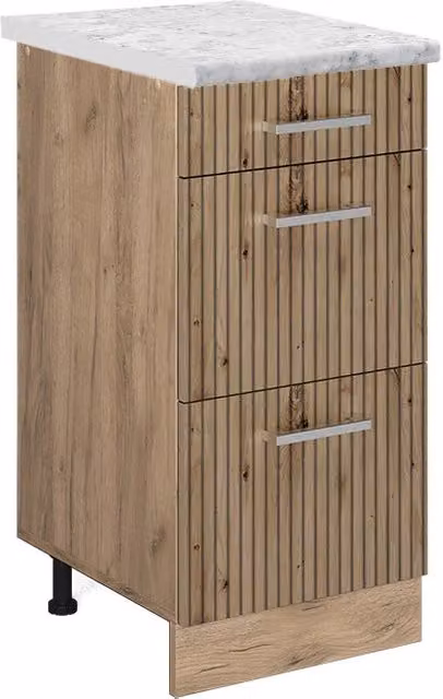Mobiletto base per cucina R-Line Rovere artigianale/Rovere dorato 40 cm PL Marmo Vicco