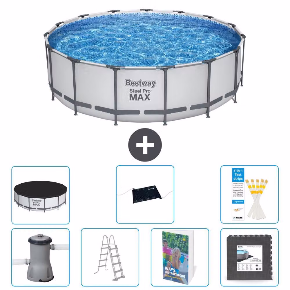Piscina gonfiabile Bestway Steel Pro MAX, rotonda, 488x122 cm, composta da 6 parti, modello S543