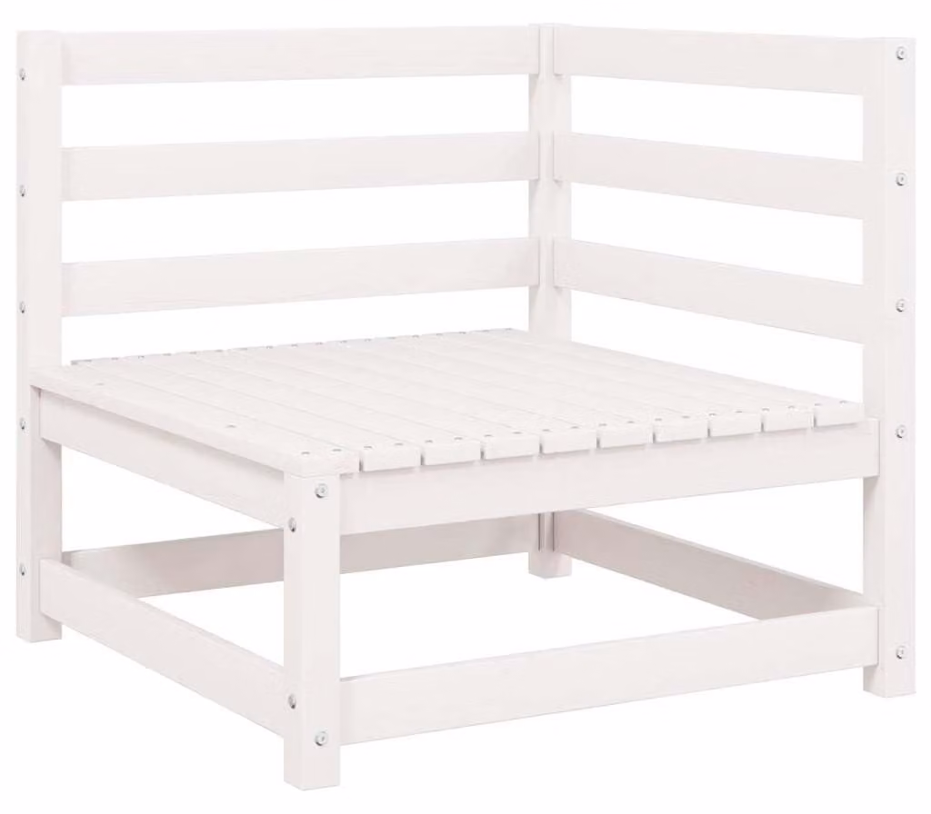 Divano da giardino in legno massello di pino, bianco, robusto e modulare, ideale per creare un'area relax all'aperto. Set di mobili da esterno