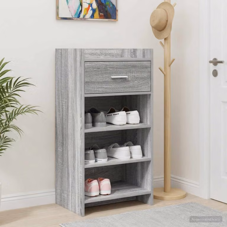 Mobile porta scarpe vidaXL con cassetti e ripiani, colore grigio, L 48 cm x P 36 cm x H 92 cm