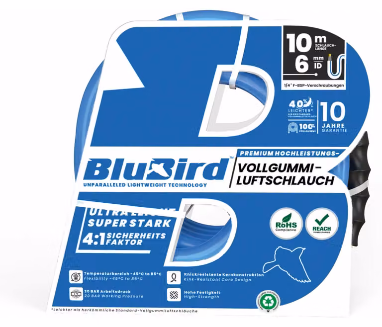 Set di tubi Riegler per officina "BluBird", raccordo di sicurezza, Ø12x6, 10 m