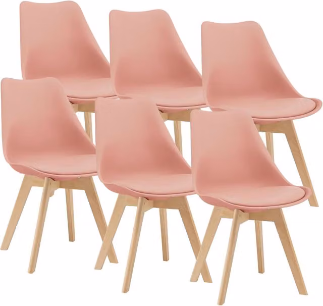 Set di 6 sedie da pranzo Fläten similpelle faggio rosa 03_0006783