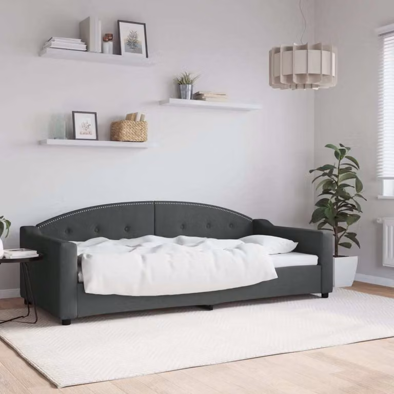 Maison Exclusive - Letto a giorno, colore grigio scuro, 90x200 cm, tessuto