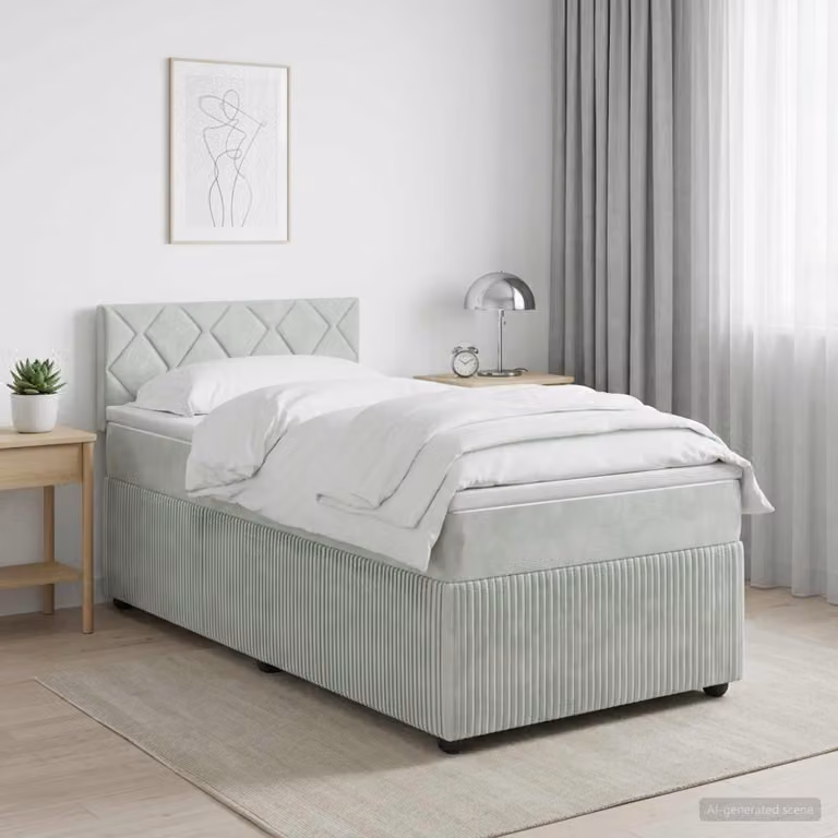 vidaXL Letto box spring con materasso a molle insacchettate Grigio Chiaro 90 x 190 cm