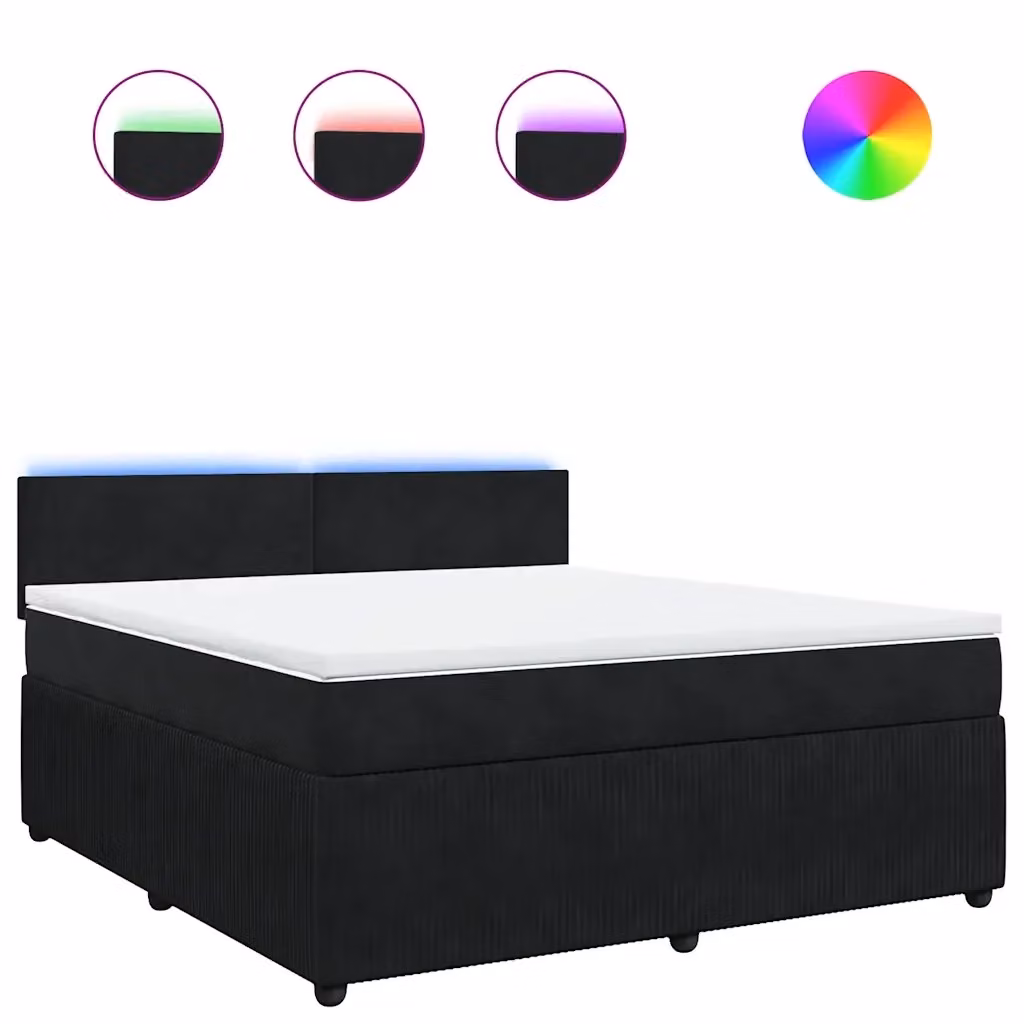 Letto Ibrido vidaXL con Materasso a Molle Insacchettate e Rivestimento in Velluto Nero, L/P/H: 180 x 200 cm – 2