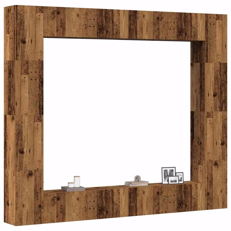 Set Mobile TV vidaXL da 8 pezzi in legno antico marrone per soggiorno, montaggio a parete, stile moderno