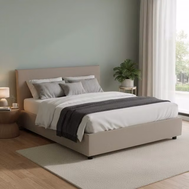 Letto Matrimoniale Contenitore Talamo Italia con Base Lift Up, Grigio, L/P/H: 160 x 190 x 105 cm