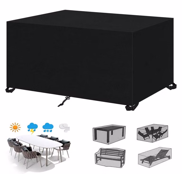 Copertura per mobili da giardino, tessuto Oxford 420D, impermeabile, con protezione UV, resistente alle intemperie, dimensioni 60x60x60 cm, colore nero