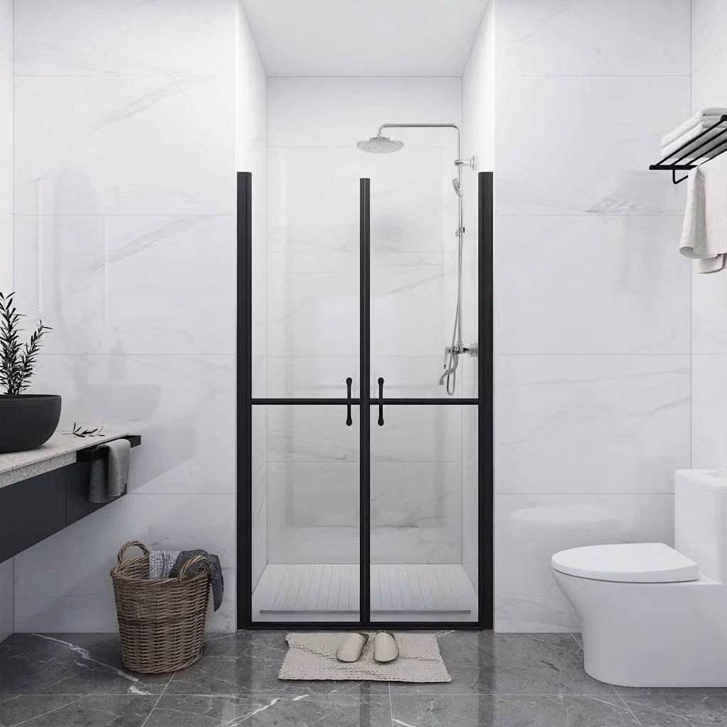 Porta per Doccia Rettangolare vidaXL in Vetro ESG Liscio Trasparente con Profilo Argento L: 78-81 cm, H: 190 cm – 1