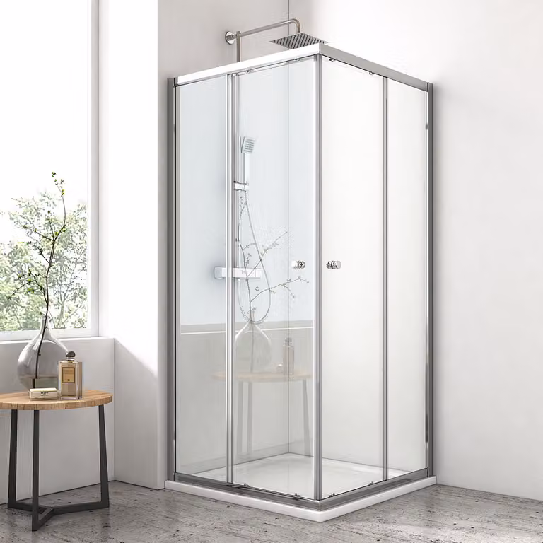 Cabina doccia EMKE 80x90x185 cm ingresso angolare porta scorrevole vetro di sicurezza ESG da 5 mm con doppie rotelle e sgancio rapido doccia angolare porta doccia parete doccia
