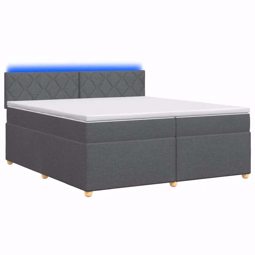 Letto box spring con materasso vidaXL in tessuto grigio e bianco con illuminazione sottostante e porta USB L/P/H: 200 x 200 x 140 cm – 2