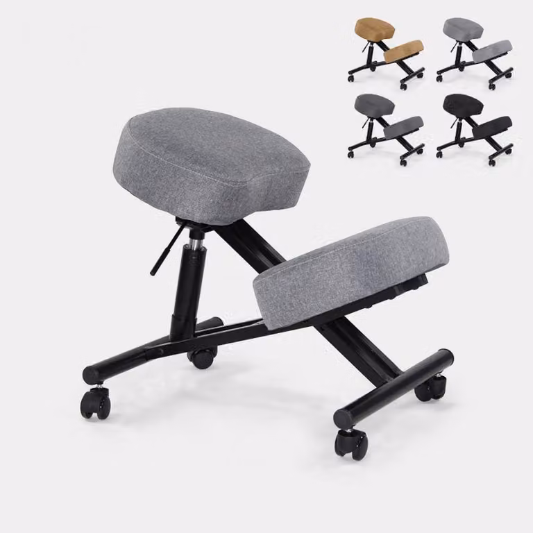 Sgabello ergonomico per ufficio in metallo e tessuto Balancesteel Lux - grigio
