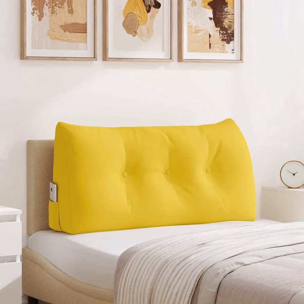 vidaXL Cuscino per Schiena a Cuneo Giallo con Rivestimento Rimovibile L 100 x P 24 x H 50 cm