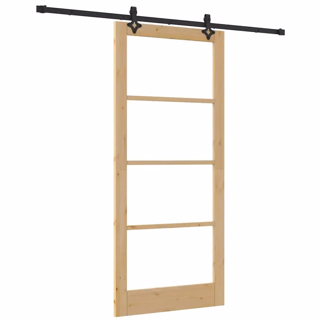 Porta scorrevole moderna vidaXL in legno e vetro, colore marrone e beige, L: 93 cm, H: 211 cm – 2
