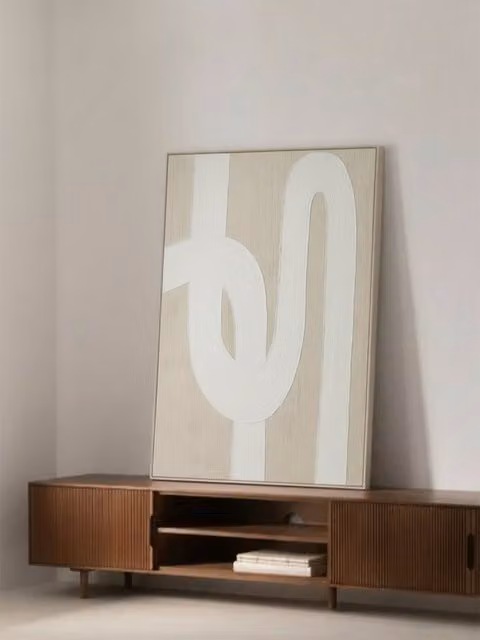 Quadro astratto moderno Retour di Kenay Home, colore beige, L: 120 cm, H: 150 cm – 1