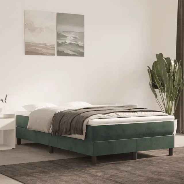 Materasso a Molle Insacchettate Rigidità Media Verde Scuro 120x220x20 cm in Velluto 4016615