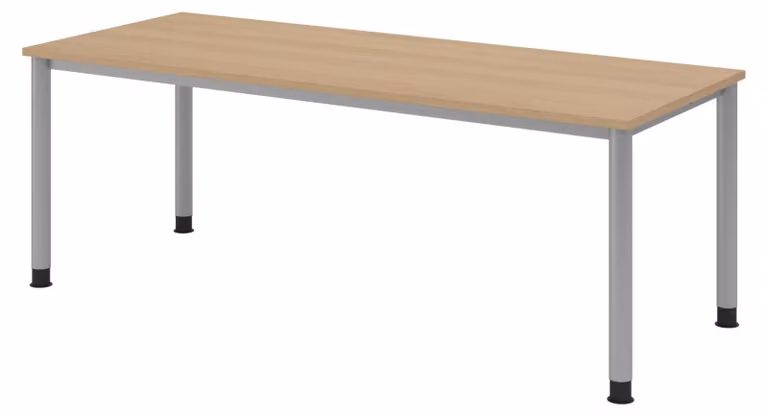 Scrivania bümö Serie H - Struttura: argento, finitura: rovere, dimensioni: 200 x 80 cm
