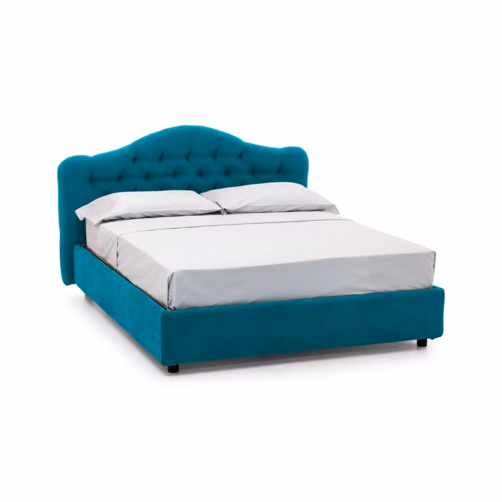 Letto Matrimoniale Aly DMORA con Contenitore a Alzata, Rivestimento Sfoderabile in Tessuto, Azzurro, L/P: 160 x 200 cm – 2