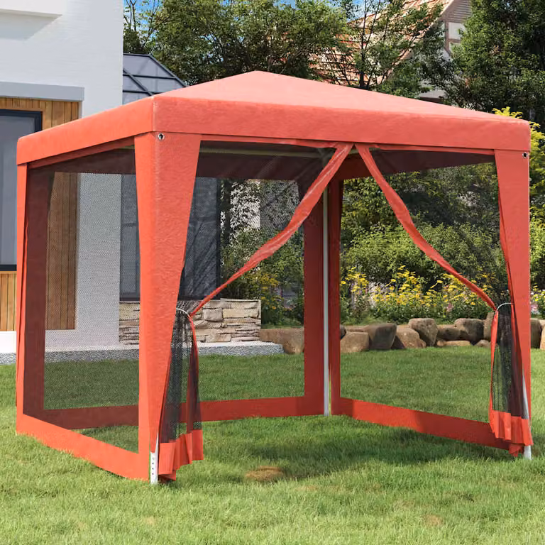 vidaXL Tenda per Feste con 4 Pareti Laterali in Rete Rossa L/P: 2,5 x 2,5 m