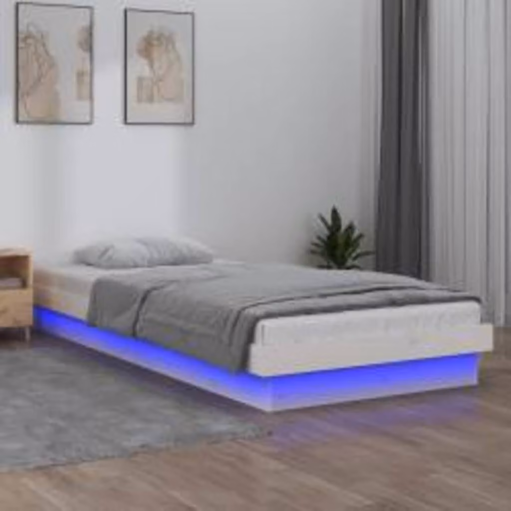 vidaXL Giroletto in legno massello di pino con LED bianco e porta USB, L/P/H: 90 x 200 cm