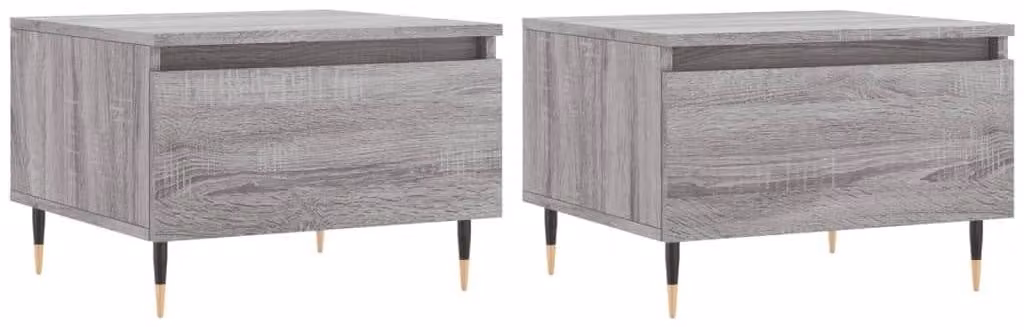 Set di 2 tavolini da salotto con cassetto, finitura grigio Sonoma