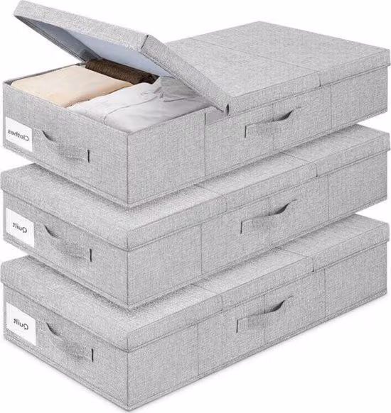 Set di contenitori da posizionare sotto il letto - Set da 3 pezzi - maniglie incluse - salvaspazio