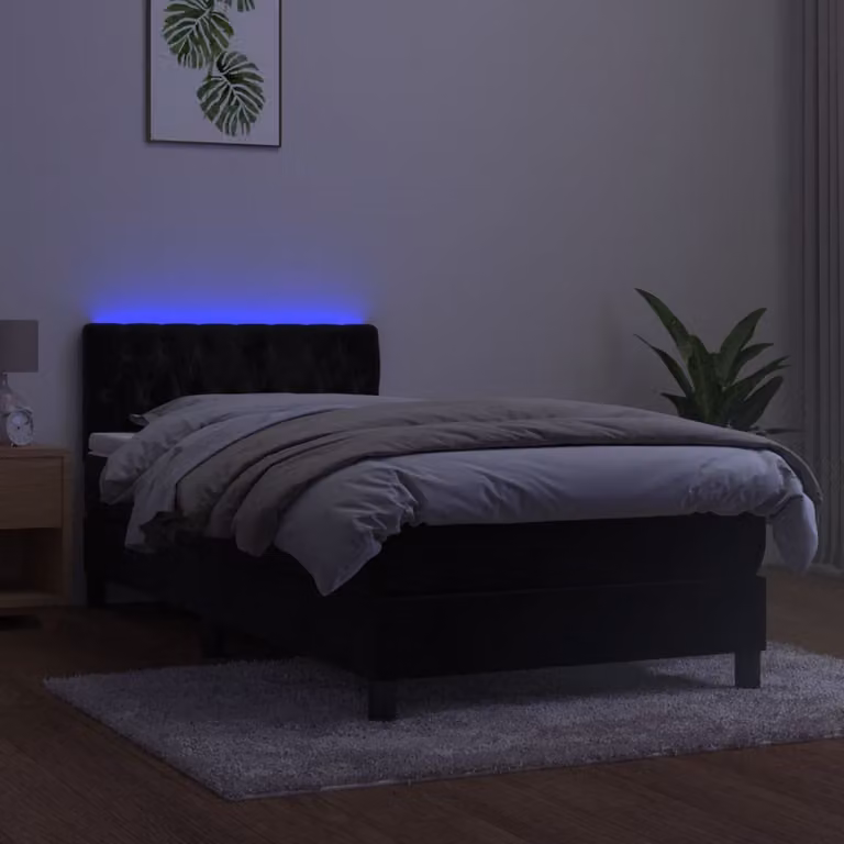 Maison Exclusive - Letto a Molle con Materasso e LED Nero 90x200 cm in Velluto