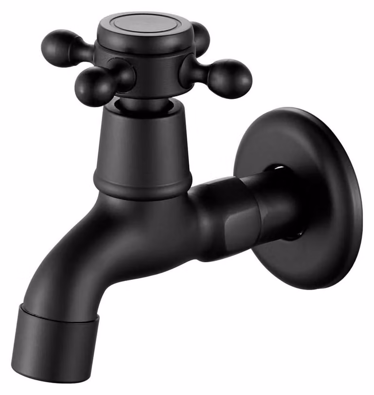 Rubinetto da parete, attacco G1/2, nero, solo acqua fredda, in ottone