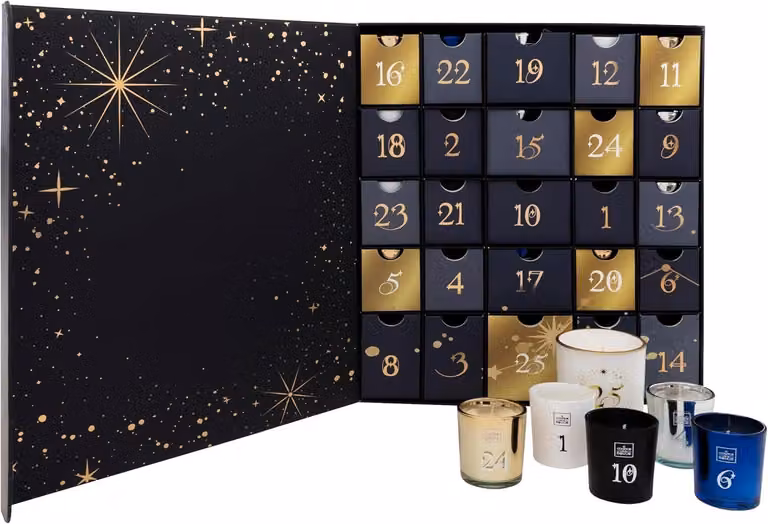 Omgoods - Calendario dell'Avvento originale con 25 candele profumate in vetro - Candele dell'Avvento