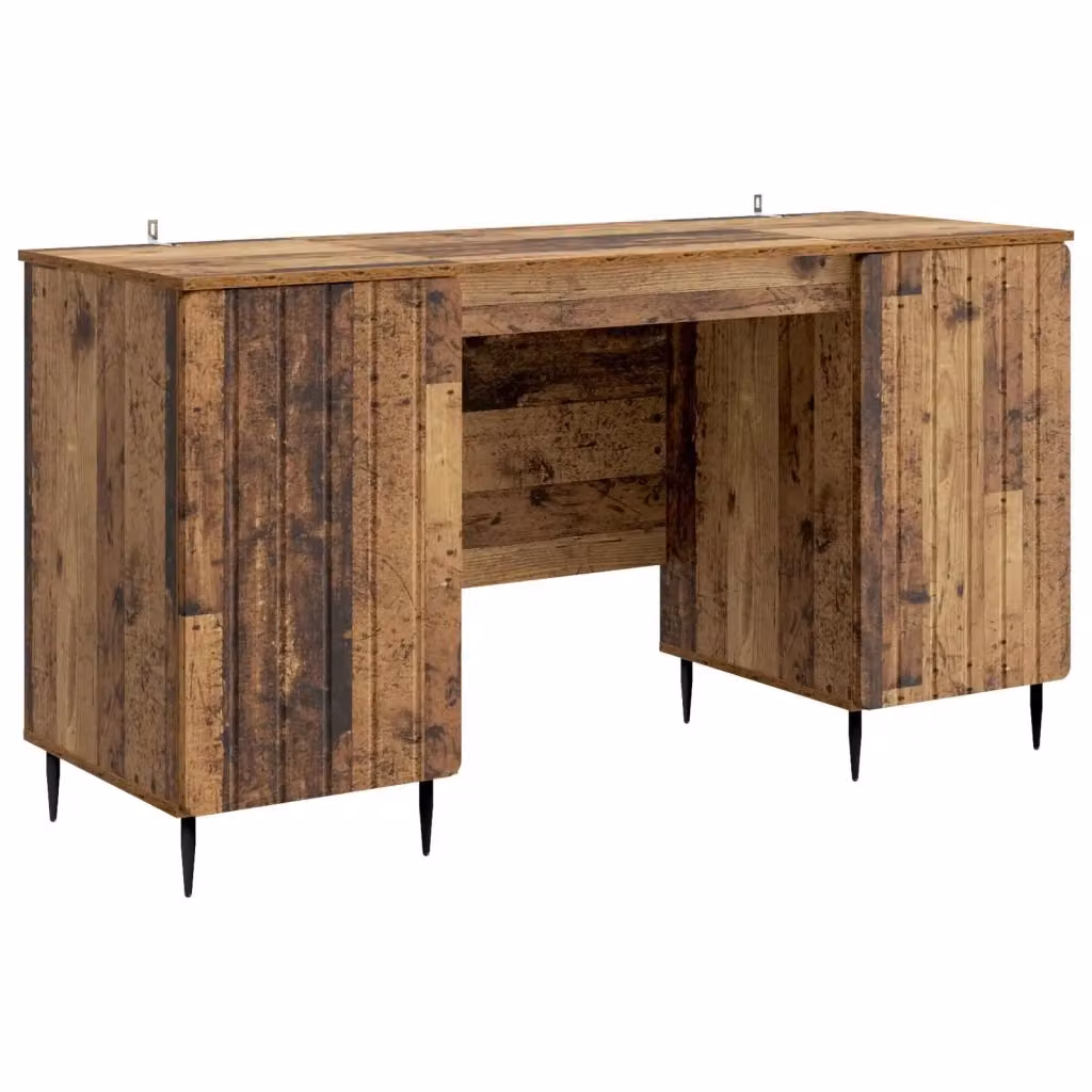 Scrivania moderna vidaXL in legno e metallo marrone L: 142,5 cm, P: 50 cm, H: 75 cm – 2