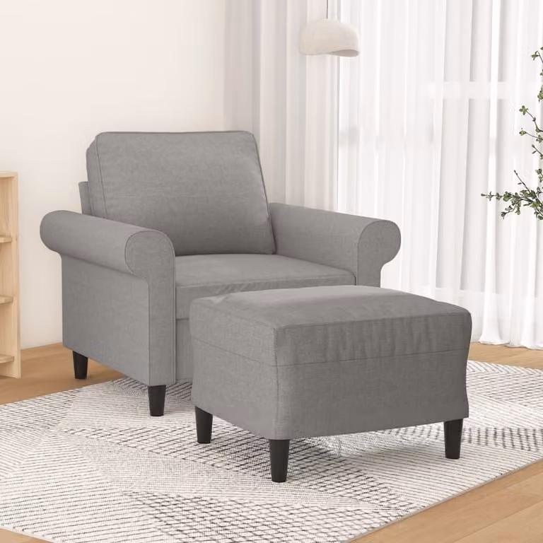 Maison Exclusive - Poltrona con poggiapiedi grigio chiaro 60 cm in tessuto