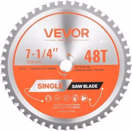 Lama circolare VEVOR per troncatrice da 185 mm con 48 denti in colore argento per taglio di legno, metallo, alluminio e acciaio