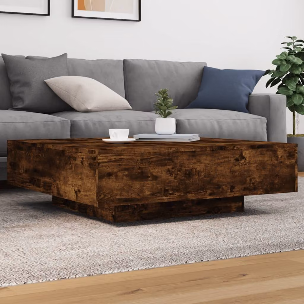 vidaXL Tavolino da Salotto Moderno in Legno Rovere Fumo Marrone L/P/H: 100 x 100 x 31 cm