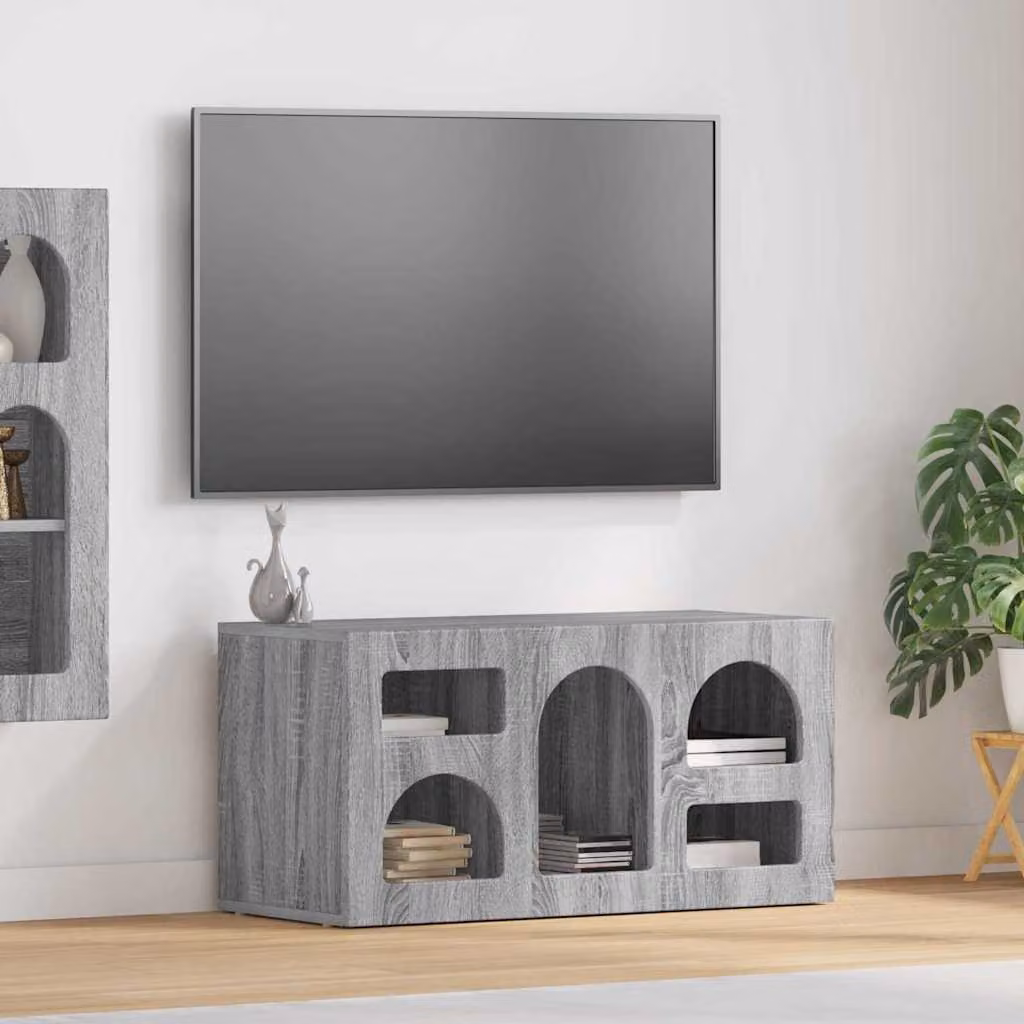 Mobile TV vidaXL Grigio con scomparti multimediali L 80 x P 35 x H 40 cm