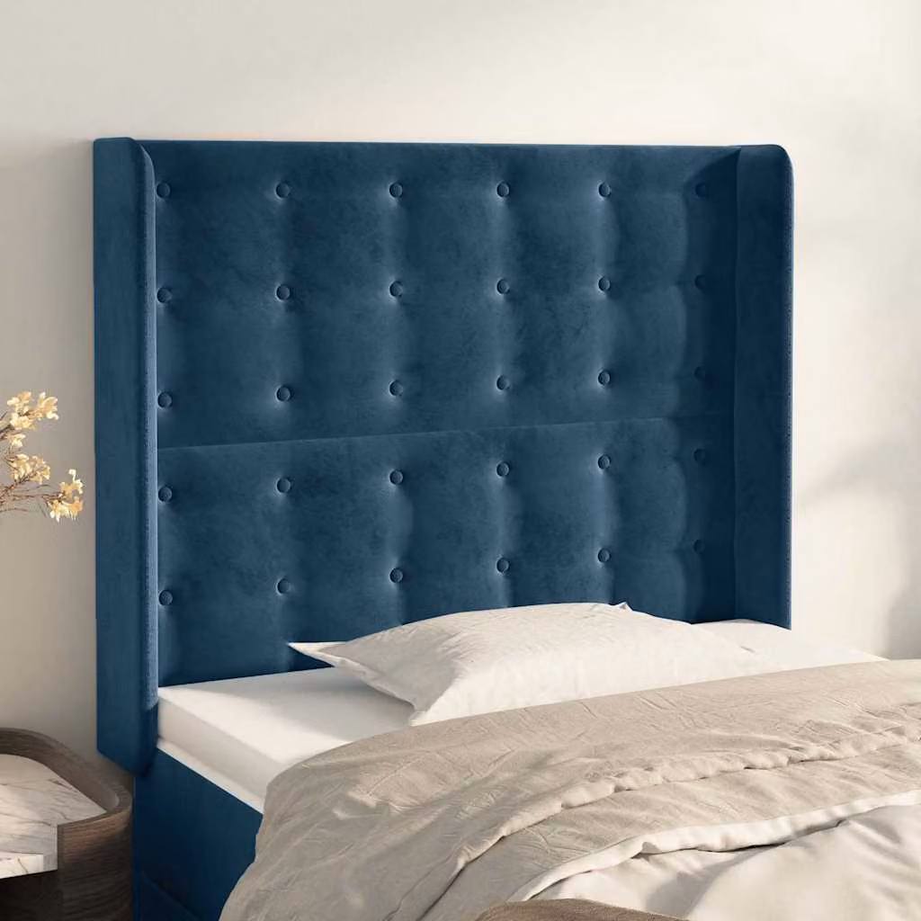 Testiera ad orecchio vidaXL in velluto blu scuro L: 83 cm, P: 16 cm, H: 118-128 cm