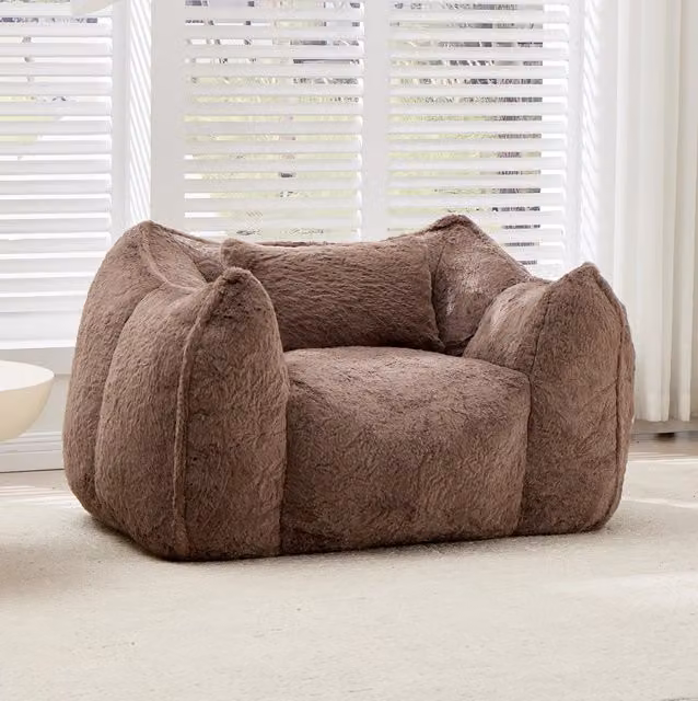 Poltrona pouf 123x97x73 cm kaki, senza montaggio, similpelliccia